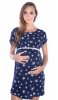 MijaCulture - 2 in1 Maternity and nursing / breastfeeding 100% cotton nightdress / gown 4025/M40 Navy Blue / Stars